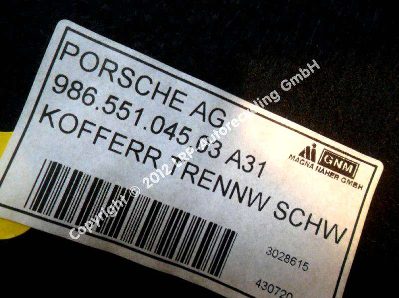 Porsche Boxster S 986 BJ2000 Trennwandverkleidung 98655104503 A31